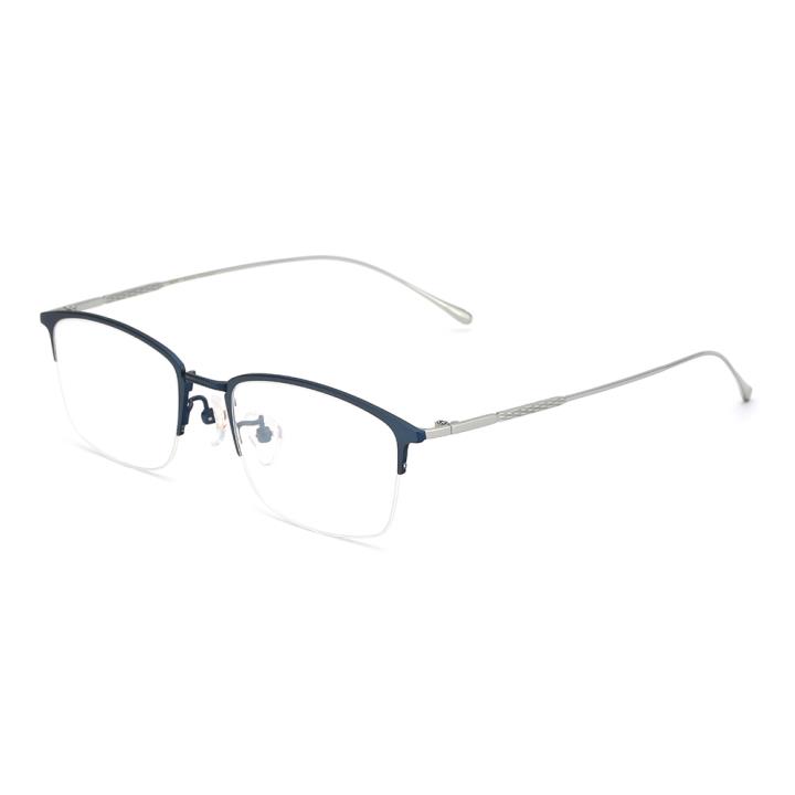 HAN纯钛光学眼镜架-银蓝(HN49369-C02)