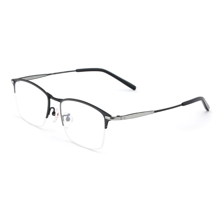 HAN纯钛光学眼镜架-亮黑色(HN49370-C01)