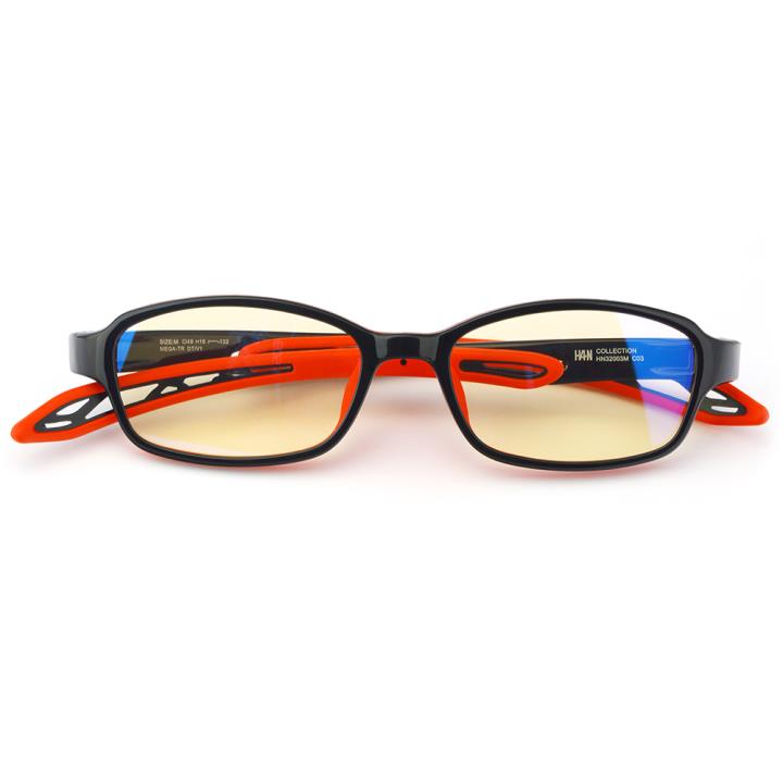 HAN OMO TR90全天候儿童防蓝光护目眼镜-黑红色(HN32003 C3/M)平光