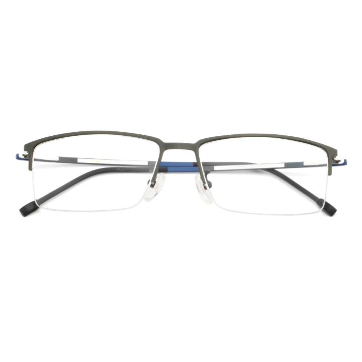 HAN纯钛光学眼镜架HD49106-F12枪框蓝色脚丝