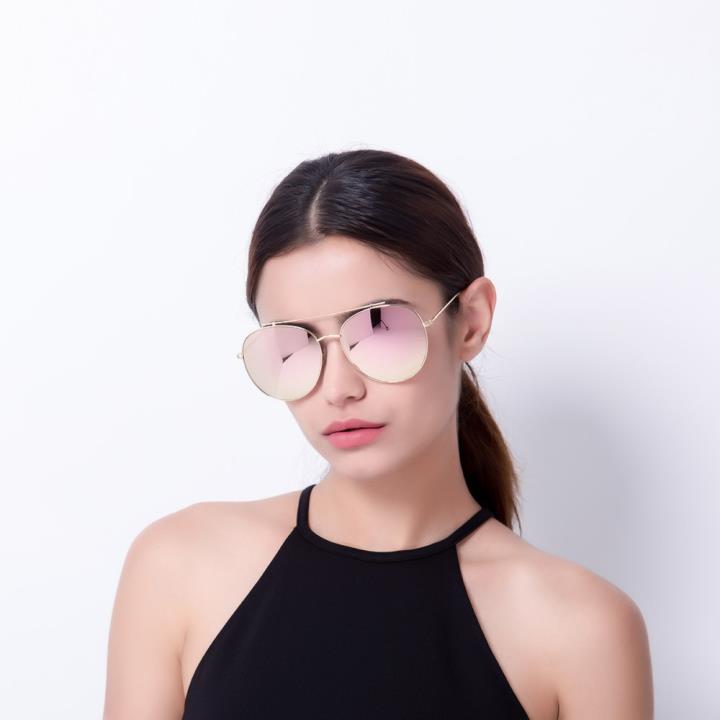 HAN 不锈钢防UV太阳眼镜-金框粉色片(HN52017L C5)