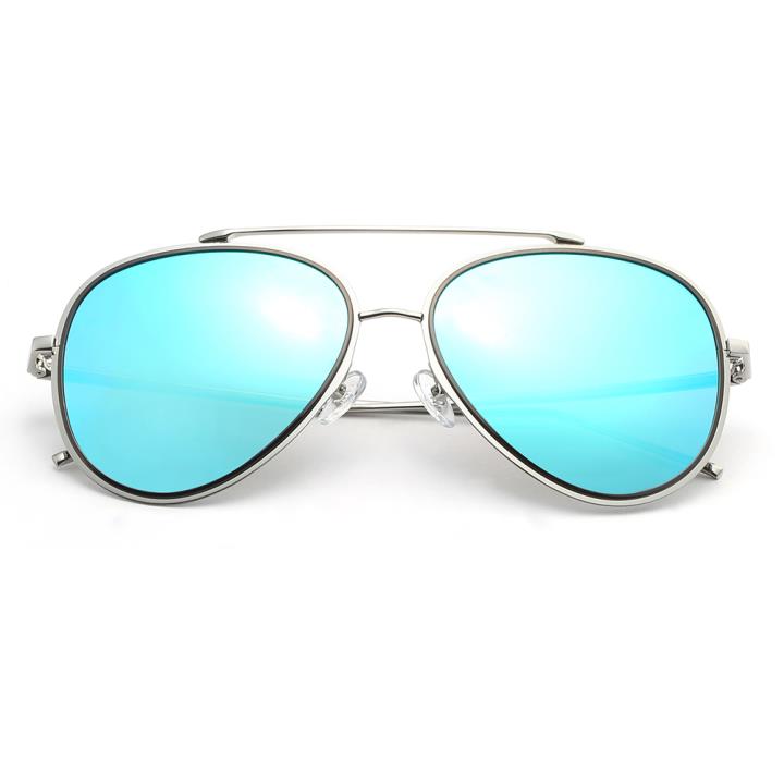 HAN SUNGLASSES不锈钢偏光太阳眼镜-银框蓝色片(HN52013L C3)