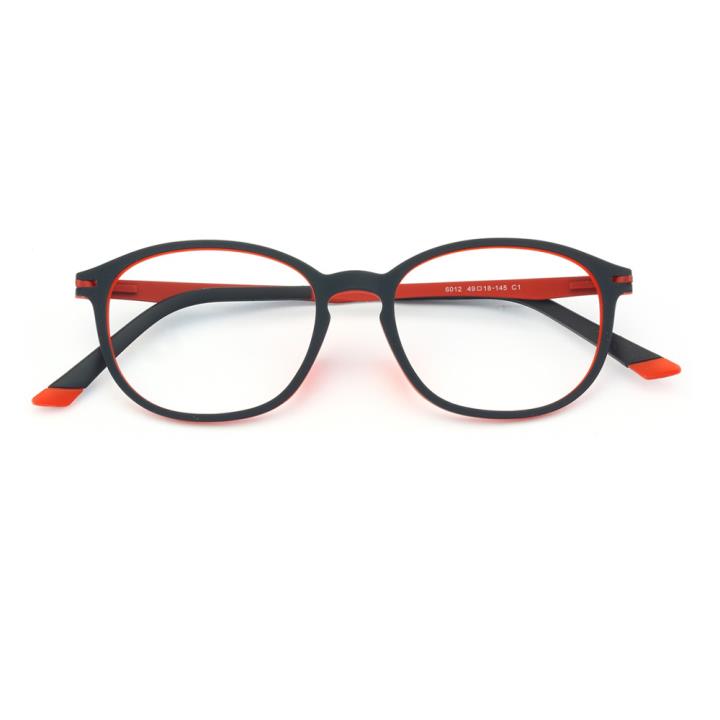 HAN橡胶钛时尚光学眼镜架-黑红(6012-C1)