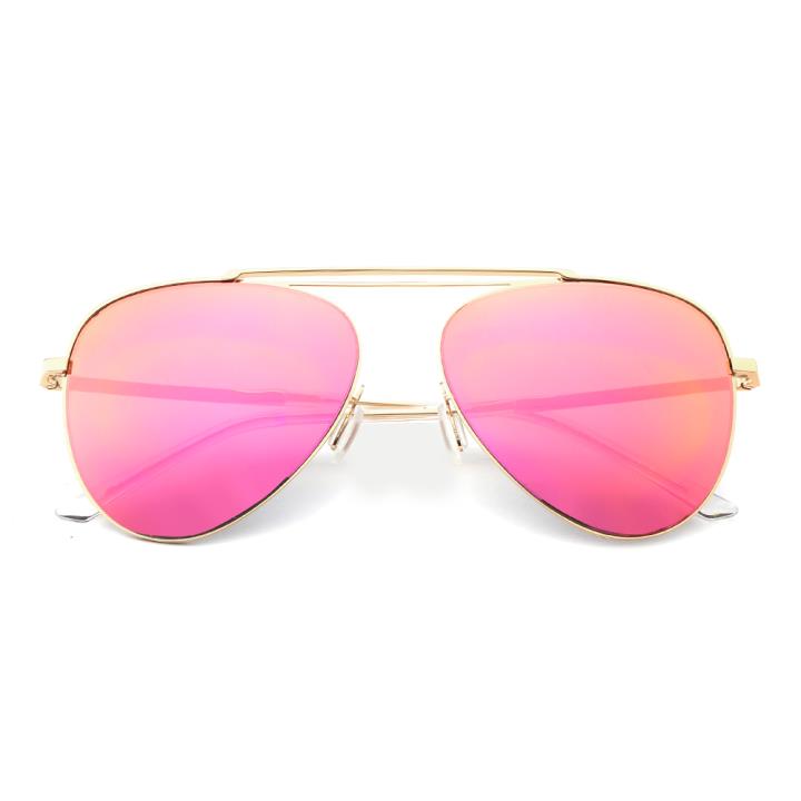 HAN SUNGLASSES不锈钢防UV太阳眼镜-金框粉色片(HN52030M C4)