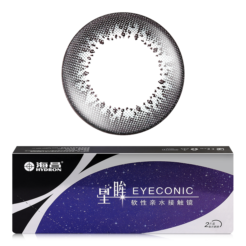 海昌星眸eyeconic彩色隐形眼镜月抛2片装灰色