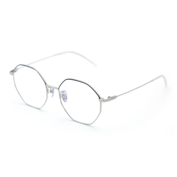 HAN TITANIUM纯钛光学眼镜架HN42131S C1黑银（钛鼻托硅胶鼻托随机发白色脚套透明脚套随机发）