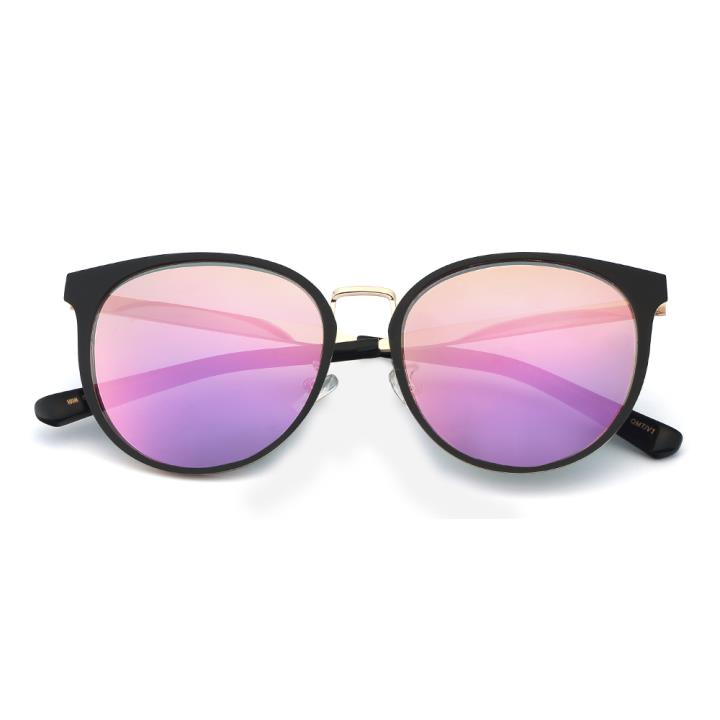 HAN SUNGLASSES不锈钢偏光太阳眼镜-黑框粉色片(HN52029M C4)