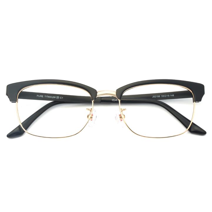 HAN纯钛板材光学眼镜架-黑金色(J82198-C1)