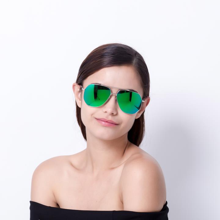 HAN SUNGLASSES防UV太阳眼镜HN52019L C4 银框镀膜绿色片