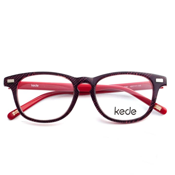 Kede时尚光学眼镜架Ke1439-F06  网格红色