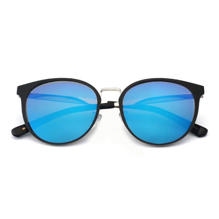 HAN SUNGLASSES不锈钢偏光太阳眼镜-黑框蓝色片(HN52029M C2)