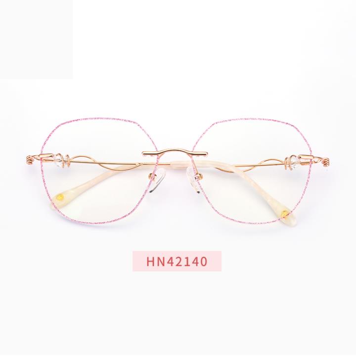 HAN COLLECTION时尚美妆无框眼镜架HN42140 C1镶彩粉色(不支持无理由退换货)