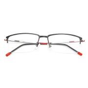 HAN纯钛光学眼镜架HD49106-F06黑框红色脚丝