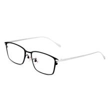 HAN纯钛光学眼镜架-黑框银脚(HN49372-C01)