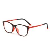 HAN 橡胶钛时尚光学眼镜架-黑红色(6015-C1)